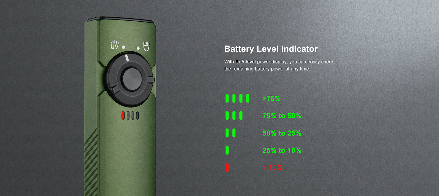 Olight Arkfeld UV - battery indicator